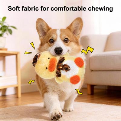 Squeaky Plush Dog Toy Bite-Resistant Duck Shape Chew Toys for Puppies Medium Dogs Interactive Play Toys for Teeth Cleaning Anxiety Relief