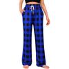 Pantaloni de modă pentru femei cu picioare drepte Pantaloni de pijama confortabili în carouri elastice cu șnur