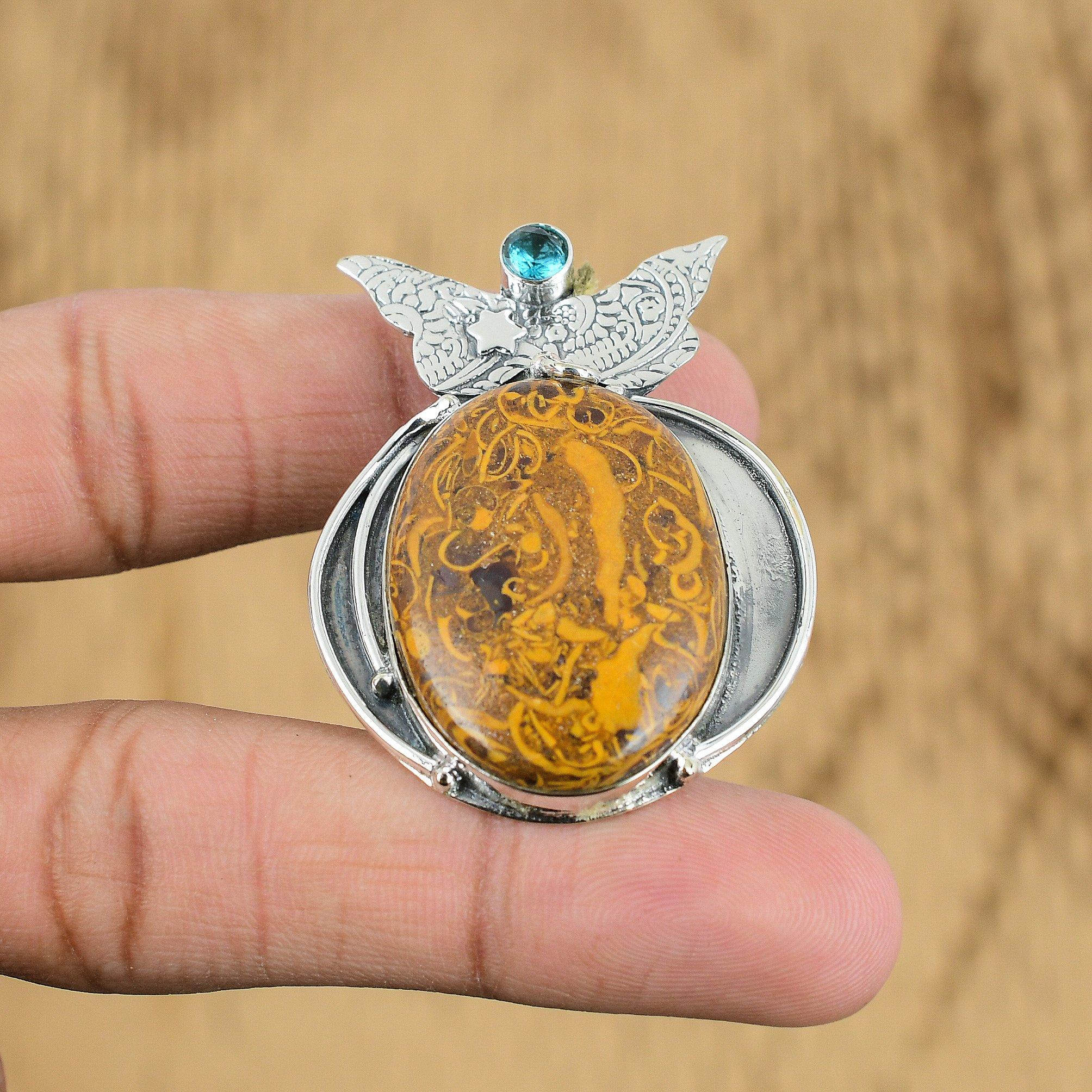 

Gift For Women Pendant 925 Sterling Silver Natural Mariam Jasper Gemstone