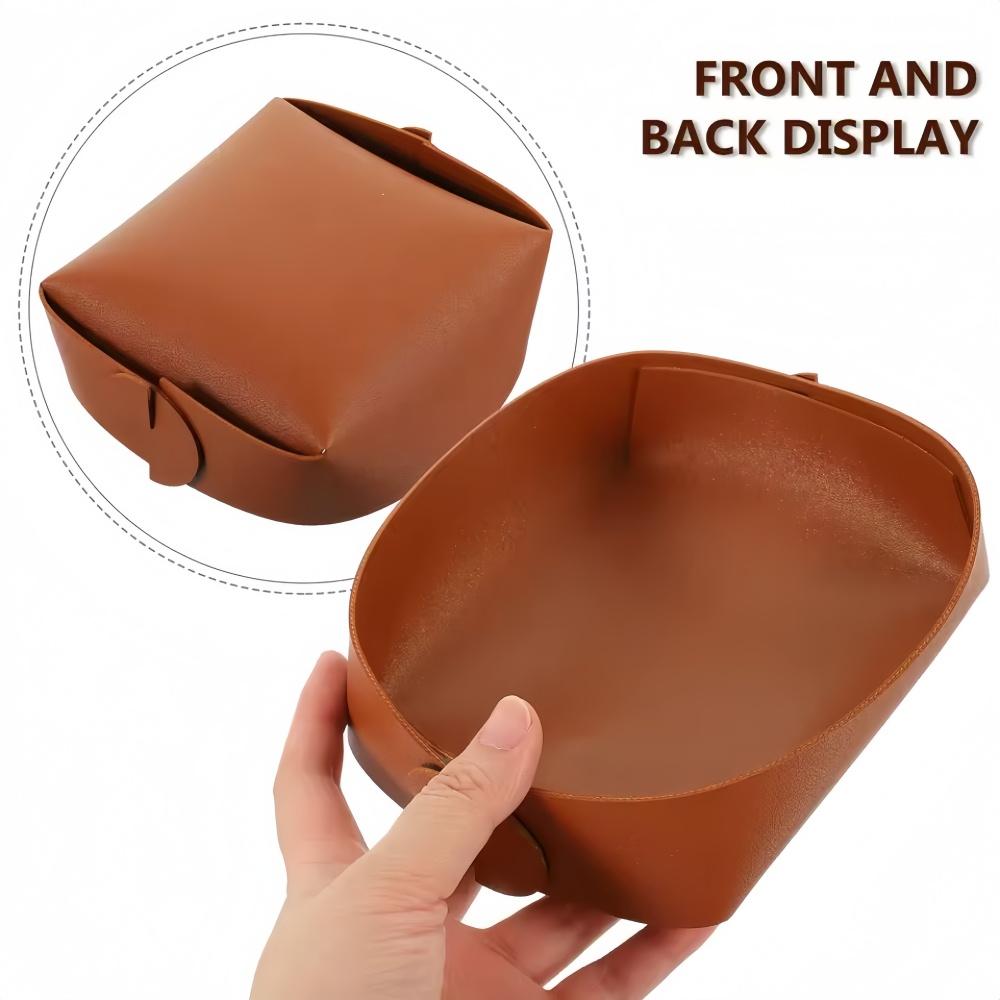 1 Stück Leder Schreibtisch Aufbewahrungsschale PU Leder Schmuck Kosmetik Schlüssel Aufbewahrungsschale Schreibtisch Faltbarer Organizer Aufbewahrungsbox Für Zuhause