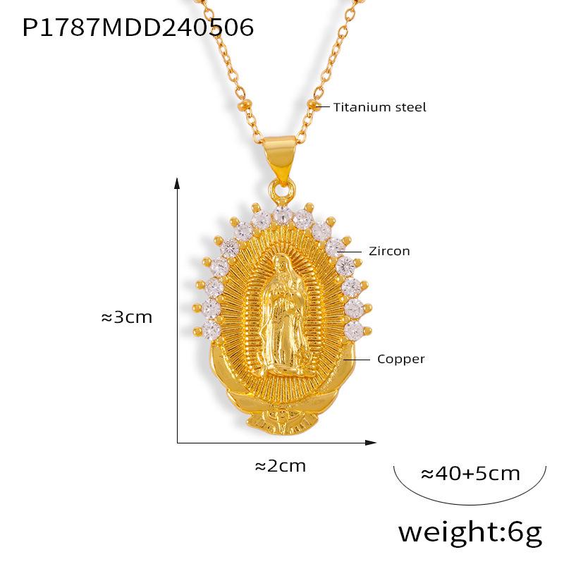 18k Gold Plated Copper Pendant Necklace with Colored Zirconia Portrait - Personalized and Color Retentive.
