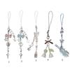 Fashionable Keychain with Bead Phone Charm Unique Bowknot Keychain Vibrant Beaded Pendant for Cellphone