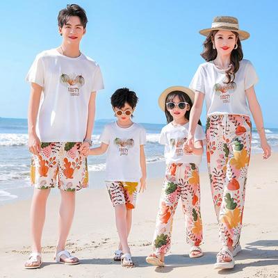 2025 Summer Parent-Child Outfit: Mother-Son/Daughter Long Pants Set for Three/Four