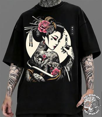 Japanese Geisha Art T-Shirt: Tattooed Geisha Design