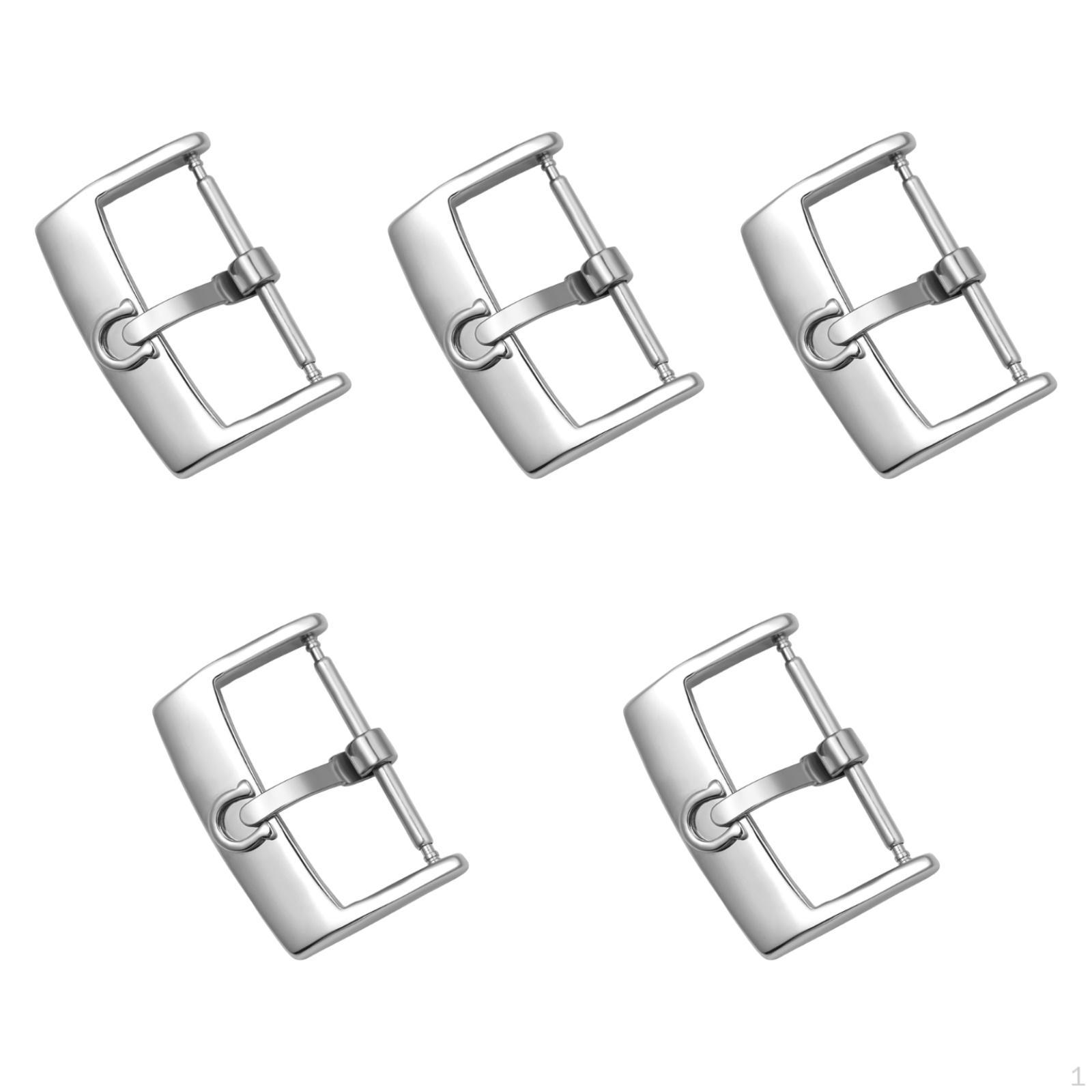 

5 шт. пряжки для часового ремешка из нержавеющей стали, сменная застежка из искусственной кожи, пряжка-булавка Silver 18mm