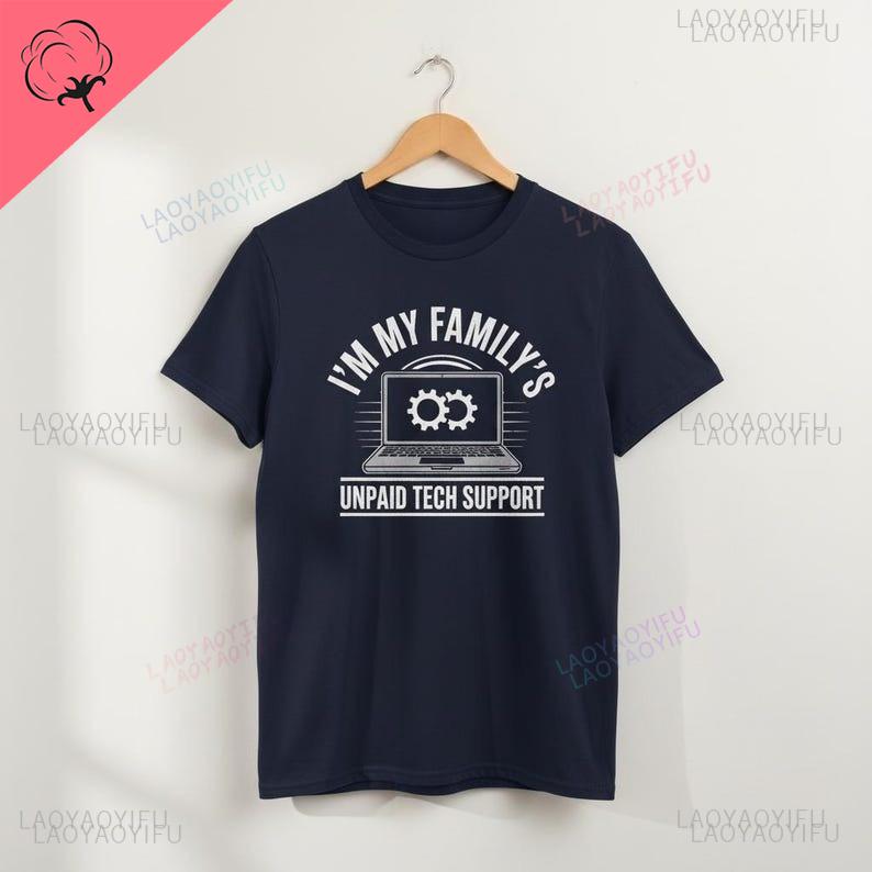 Funny Unpaid Tech Support Oneck Shortsleev Unique Printed TShirt Computer Engineer Gift Aesthetic Casual Harajuku Tops Tshirt