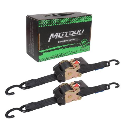 

MOTO4U Automatic Tie-Down Belts, Set of 2, 50mm x 3m, Ratchet Belts, Securement Belts, Cargo Tie-Down Belts