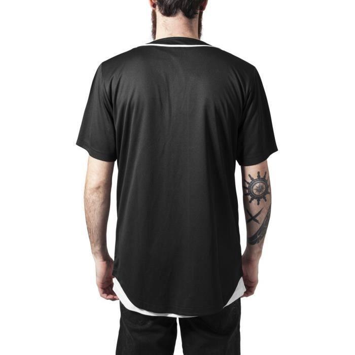 Shirt MESH BASEBALL - Urban Classics - Noir - 100% Polyester - Manches Courtes - Col Arrondi