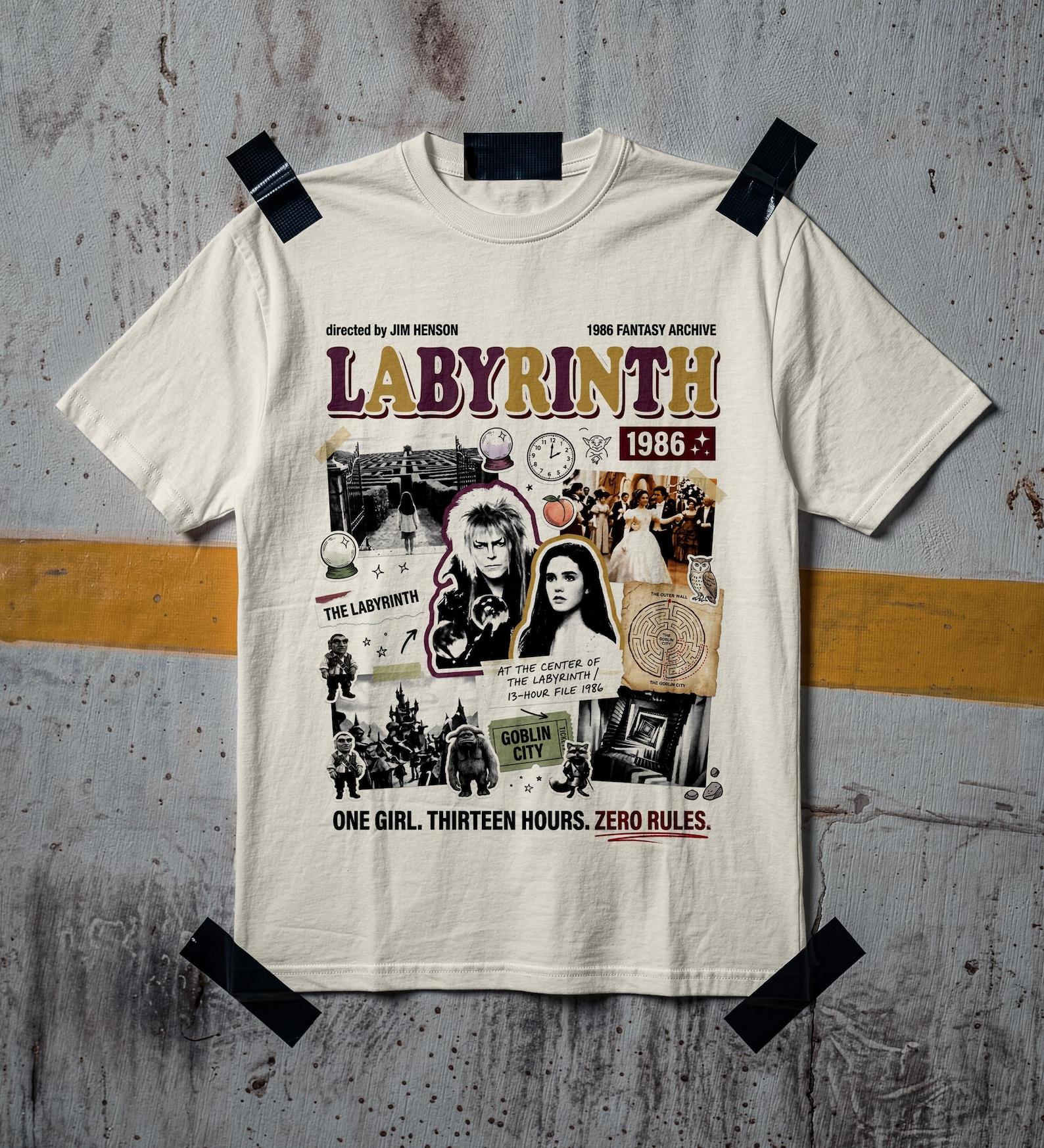 Labyrinth Movie Shirt, Goblin King 80s Fantasy Tee, Retro 1986 Fan Art 3XL