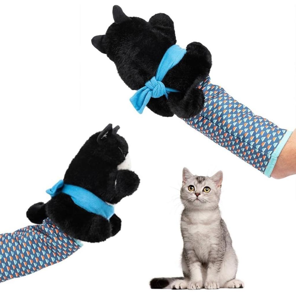 Cats Puppet Wrestler Wrestling Glove Interactive Play Cat Plush Animal Toy with Tough Padding Soft Plush Cat Dog Wrestling Toys