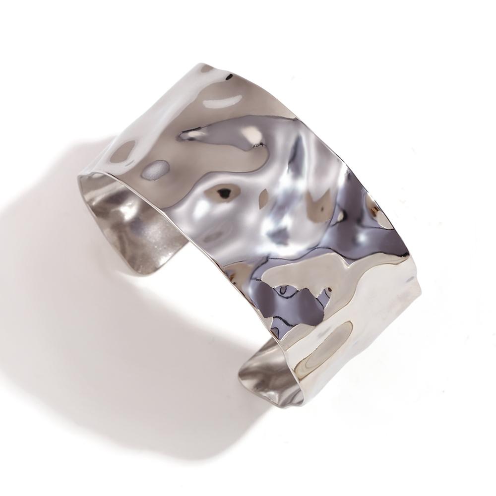 

MamacitaSlay Exaggerate 32MM Width Beat Grain Geometric Bangles Party Stainless Steel Waterproof Jewelry High Quality Bracelets