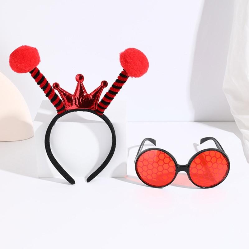 Bumble Bees Costume Kit for Kids Adult Bees Costume Antenna Headband Antenna Glasses for Halloween Cosplay Party Props