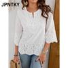 JPNTKY Moda Donna Casual Stampa Colore Unico Manica Lunga Scollo a V Camicette & Camicie