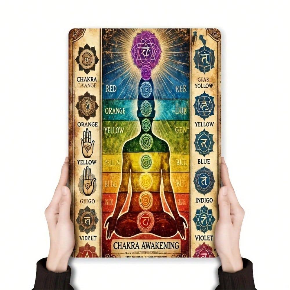 Vintage 7 Chakras Metal Wall Art Yoga Meditation Spiritual Decor Symbols