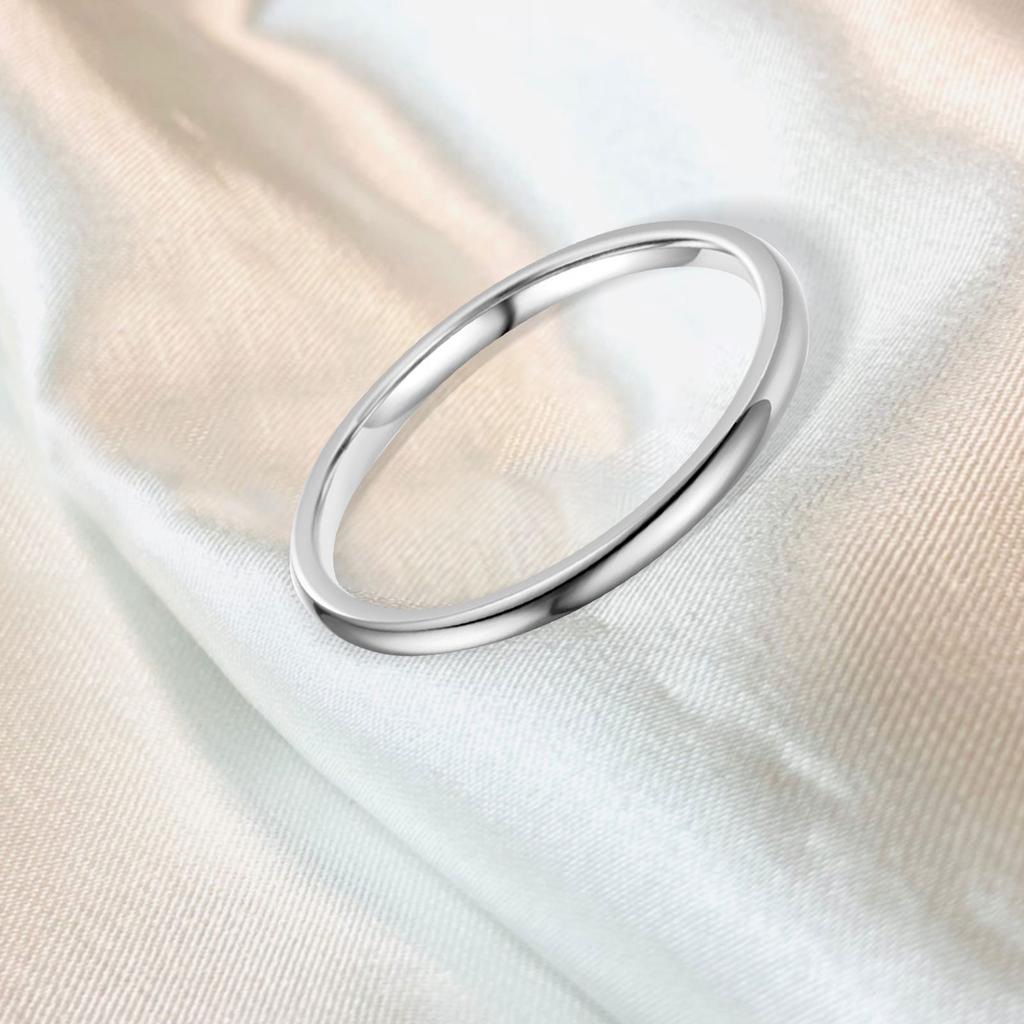 2mm Minimalist Titanium Steel Couple Rings – Smooth Surface Simple Design Ring for Women and Men