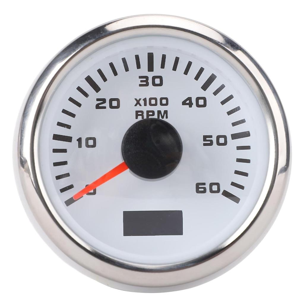 Tachometer Gauge, 52mm 2inch Car 6000RPM Automotive Tachometer with Hour Meter, 7 Color Backlight RPM Meter Kit for Truck Tractor Car RV Boat (White