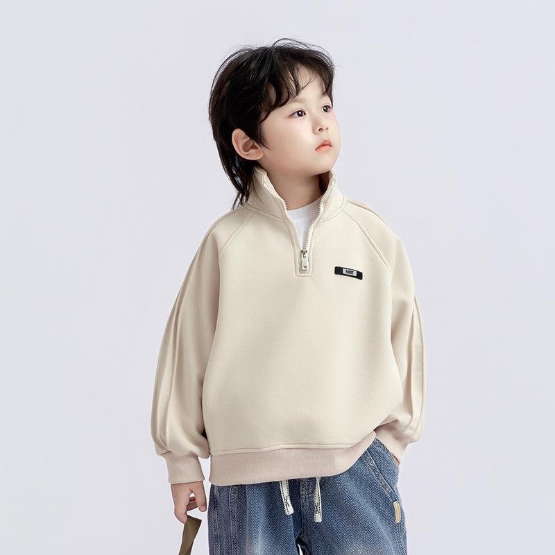 Boys' Comfortable Korean-Style Casual Half-Zip Sweatshirt - Autumn Trend Fashion