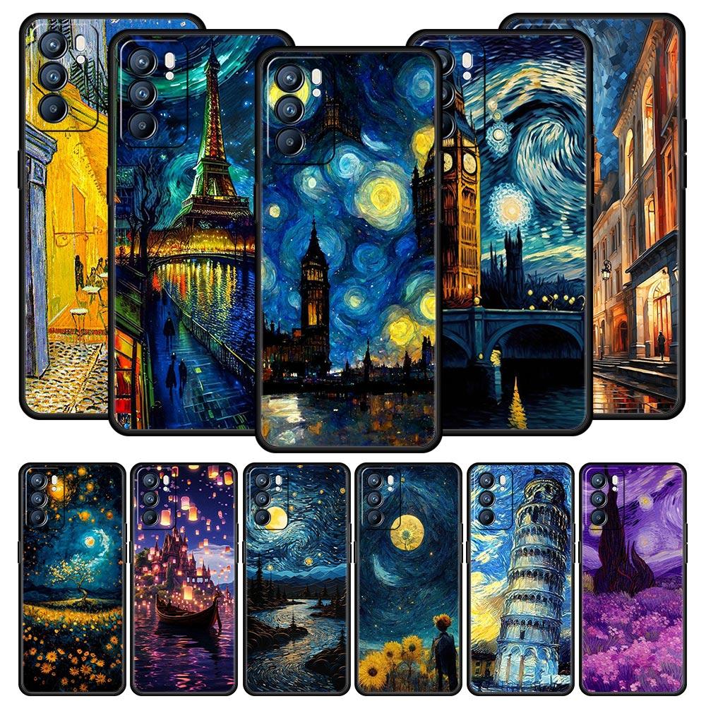 Etui na telefon Starry night van gogh Dla Oppo Reno8 Reno7 Reno6 Pro A54 5G Find X6 X5 A53 A52 A9 A15 A95 A17 A16 A57 A31 Pokrowiec