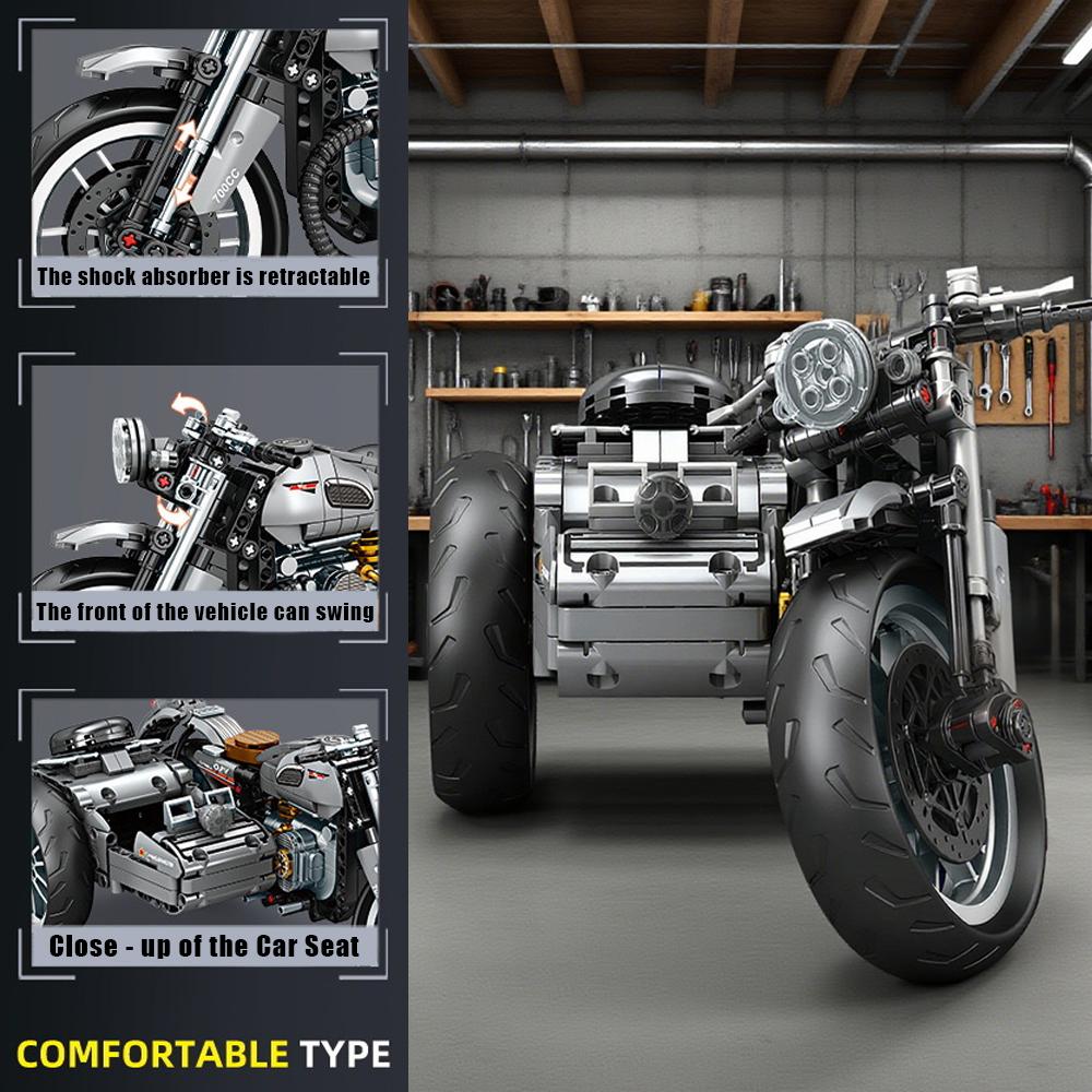 High-Quality [808Pcs] High-Quality Vintage High-Quality Motorcycle Construction set High-Quality Building High-Quality Blocks, High-Quality Home