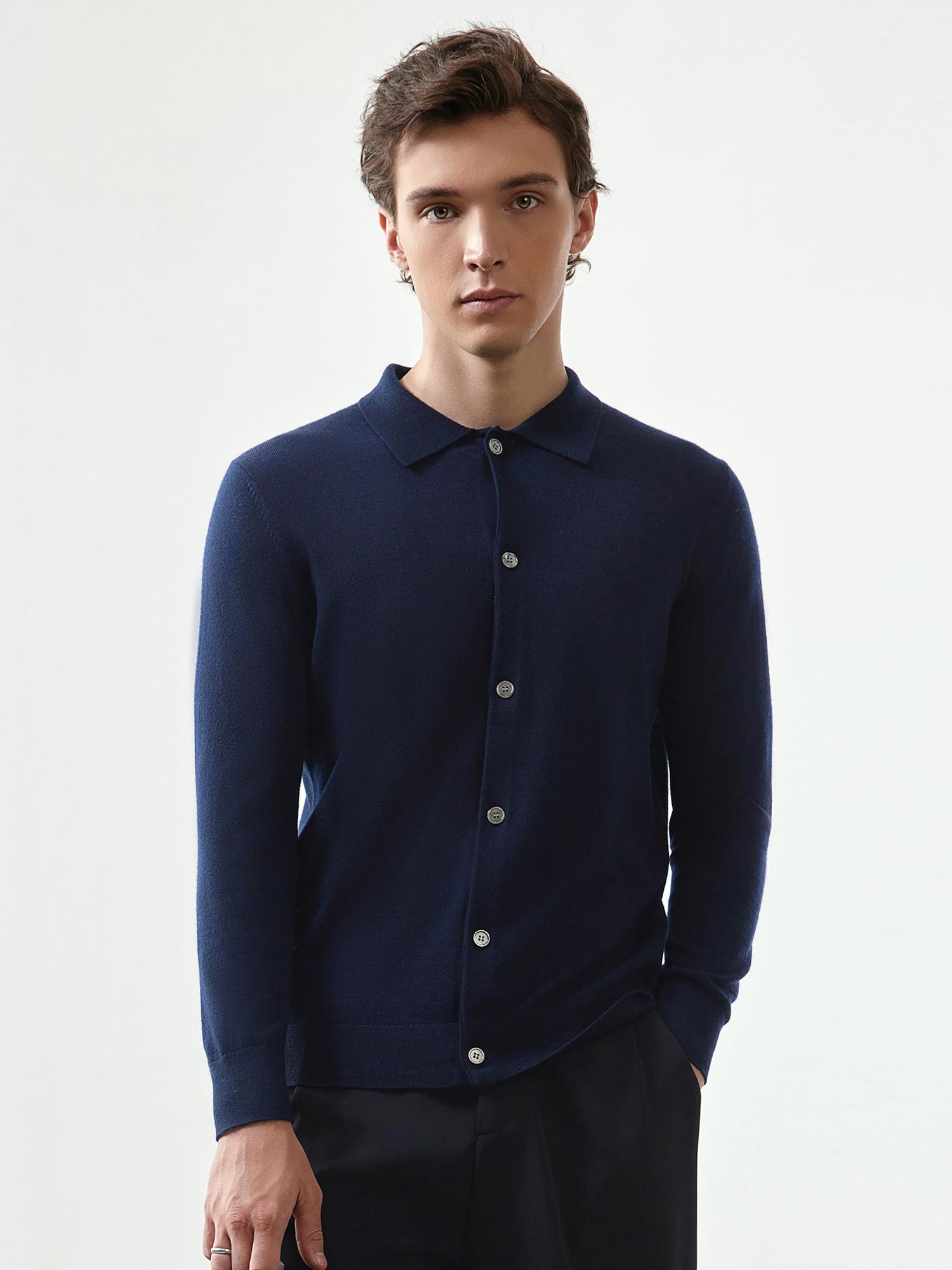 Icaruk Merino Wool Shirt-Style Knit Sweater Bnit104 Reference/95