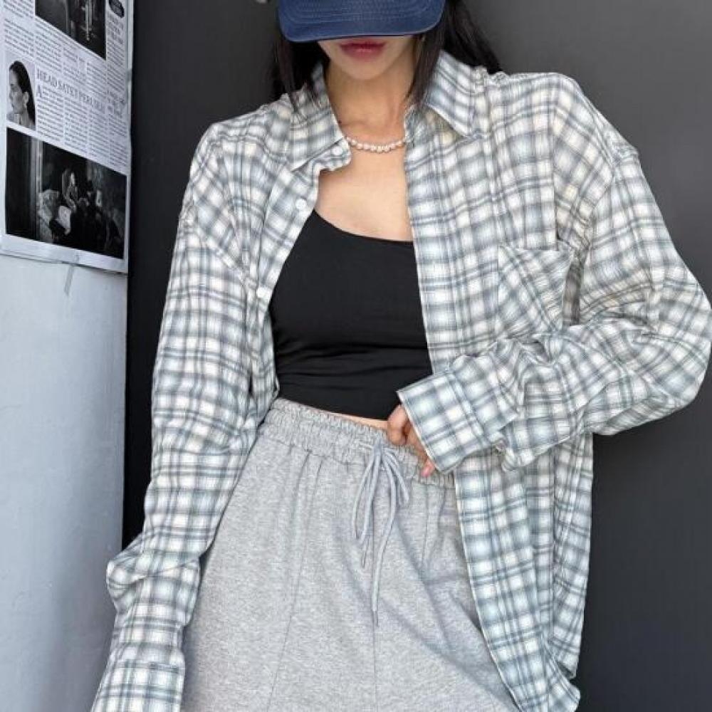 New Arrivals Open Run Genderless Oversized Check Shirt Box Fit