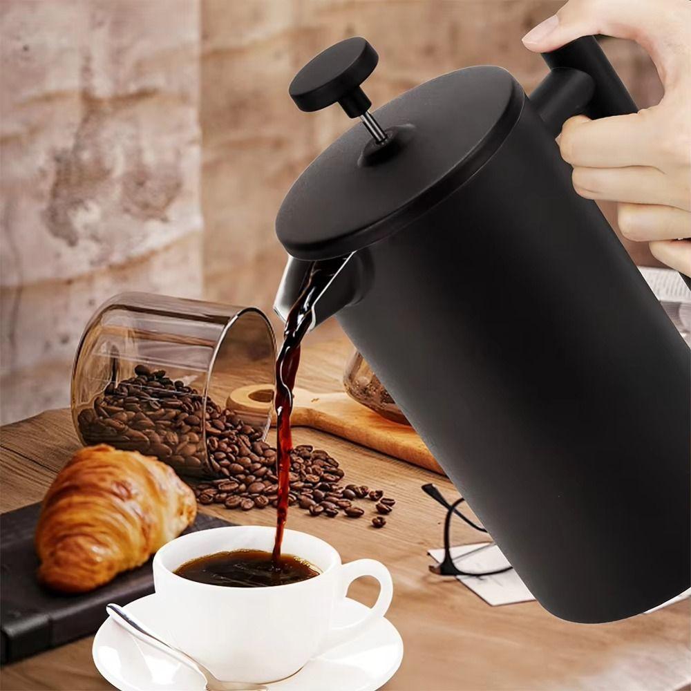 Filtersystem Isoliert Kaffeekanne 350/600/800/1000/1500ml Kaffeepresse Kolbenrührer