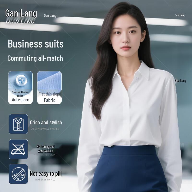 Women s Long Sleeve Wrinkle-Free Business Blouse 5XL