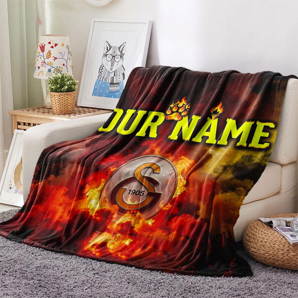 Custom Name,Galatasaray SK Printed Flannel Blanket, soft throw for bedroom sofa, washable, Christmas present, great gift.