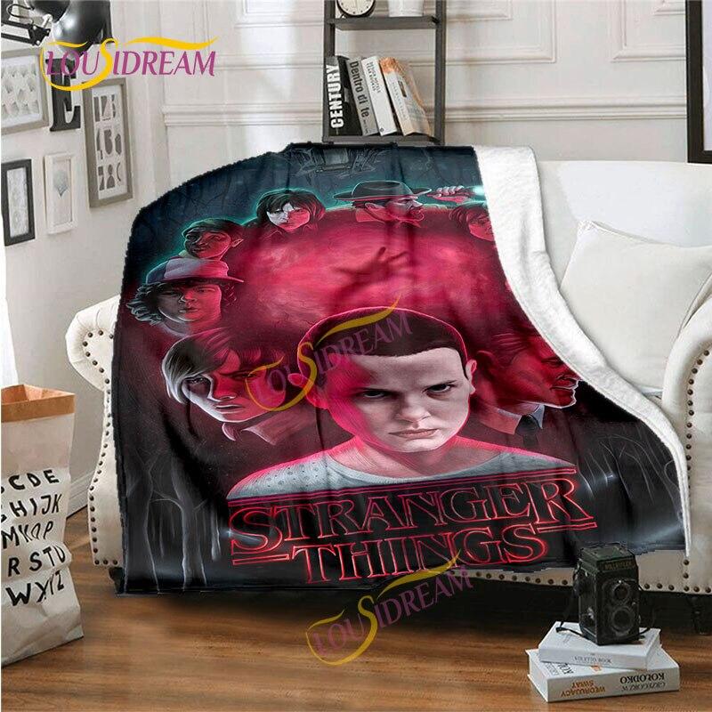 Stranger Things Flannel Blanket  Warm Comfort  Blanket Home Office Noon Break Blanket Travel Bed Sofa Washable Blanket.
