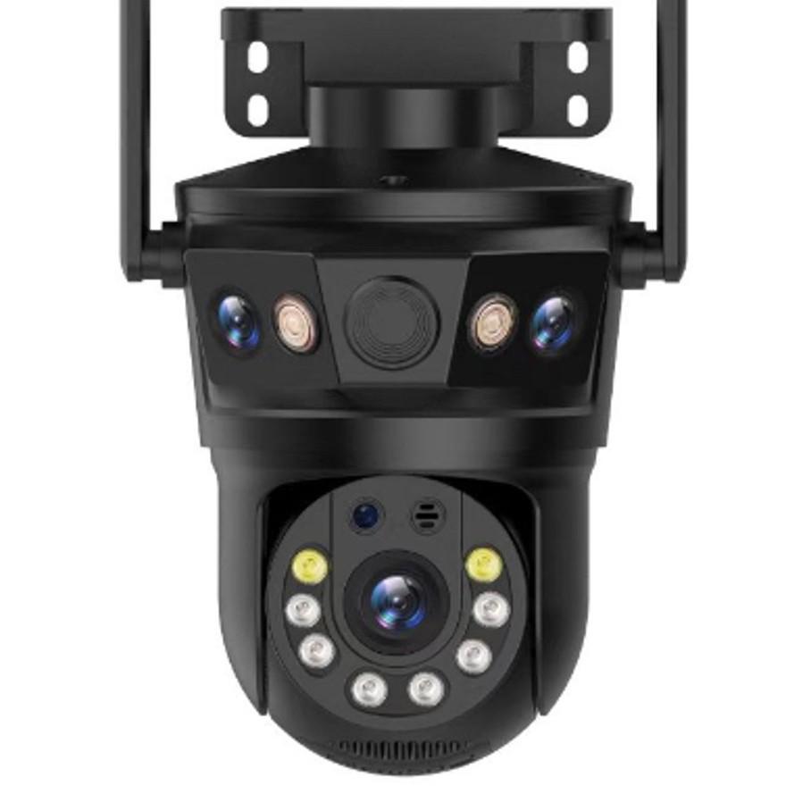 Triple-Lens WiFi Surveillance Camera with Panoramic HD and Full-Color Night Vision