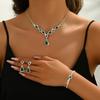 Bridal Jewelry Three-Piece Set Green Diamond Necklace Earrings Three-Piece Set Jewelry