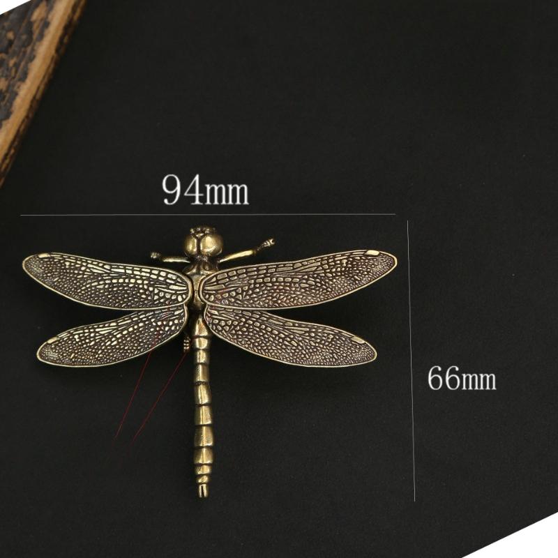 Brass Dragonfly Ornaments, Desktop for Home and Office Decoration, Tea-tasting Pet Handicrafts