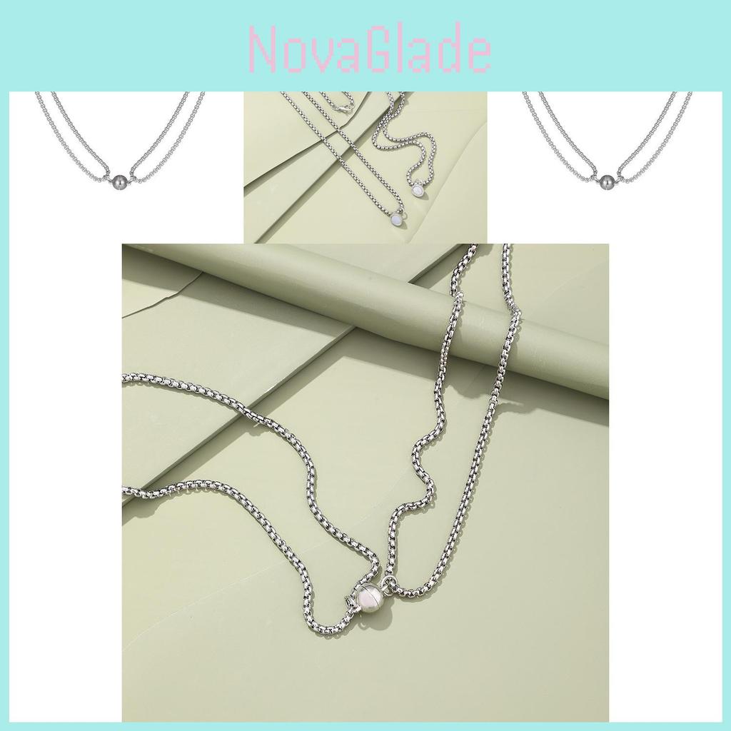 Trendy Couples Necklace Set Featuring Magnetic Charm Creative Design For Fashion Lovers