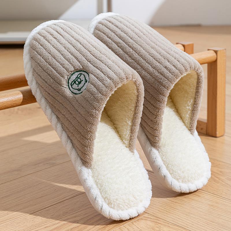 Bavlněné pantofle pro ženy na jaro, podzim a zimu, vhodné pro vnitřní použití, protiskluzové domácí, teplé domácí, párové, zimní plyšové pánské pantofle