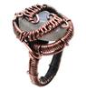 Moonstone Natural Gemstone Copper Wired Ring US Size-6.25 R 4727