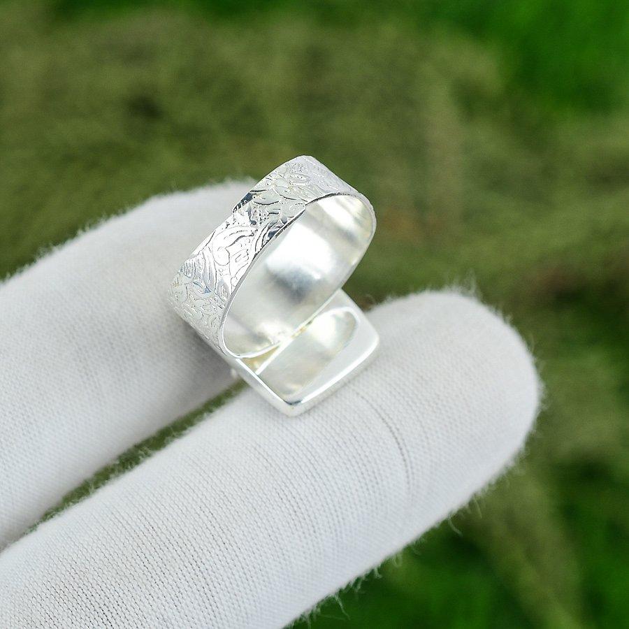 Natural Moldavite Quartz Gemstone Statement Adjustable Ring 925 Sterling Silver