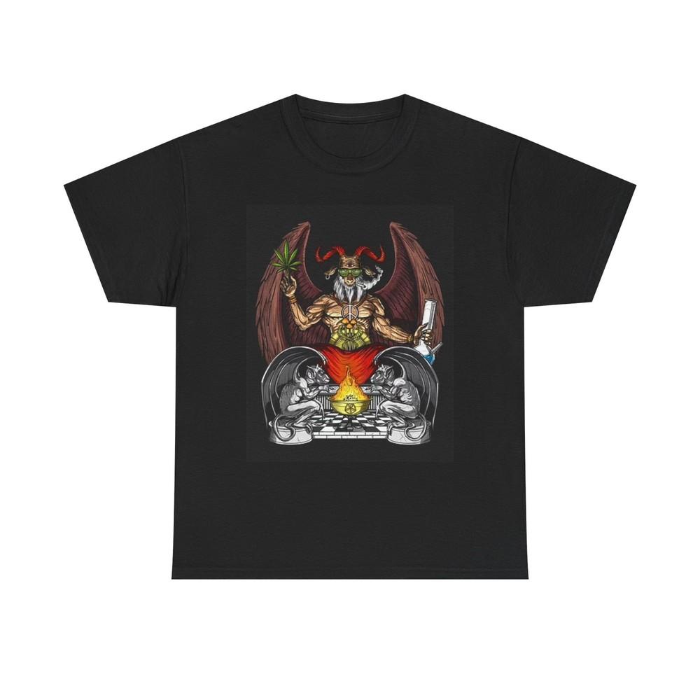 Devil Pot Smoking T Shirt Funny Graphic Unisex Heavy Cotton Tee Unisex T-Shirt S