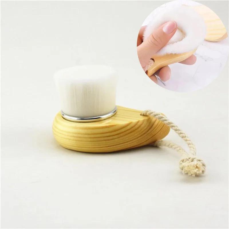 Drewniany Uchwyt Szczoteczka do Oczyszczania Twarzy Manualny Miękki Masażer do Twarzy Szczoteczka do Czyszczenia Porów Skóry Pielęgnacja Twarzy Szczoteczka do Twarzy Oczyszczanie Narzędzia Kosmetyczne