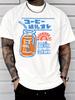 Unisex Round Neck Tee Japanese Coffee Milk Bottle Print Short Sleeve Top Streetwear Summer Casual Outdoor Walking Daily Basic Wear
