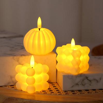 Magic Bubble Candle Light Battery Operated Flickering Flameless LED Square Pumpkin Fake