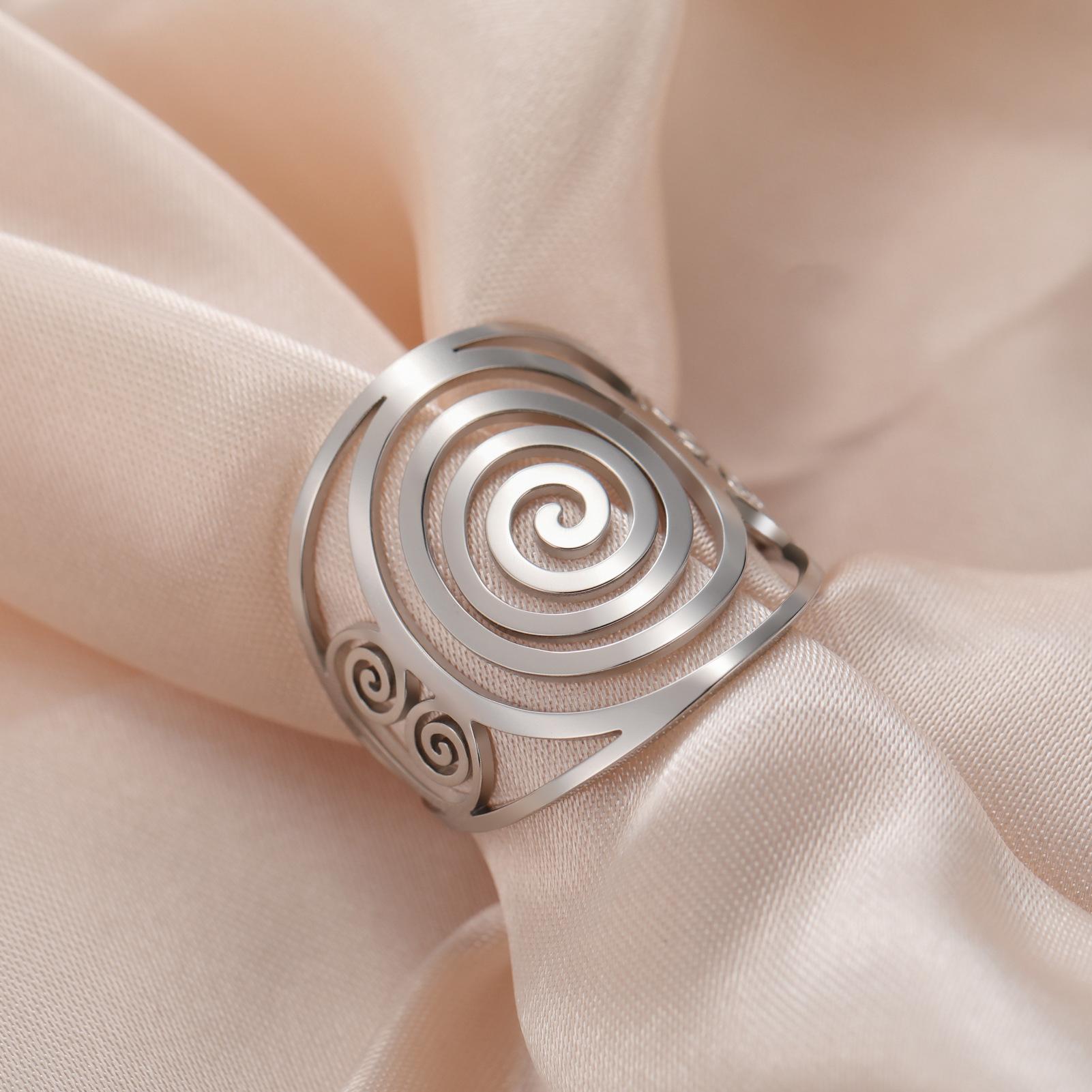 

Кольцо Swirl Spiral Geometric для женщин, регулируемое, из нержавеющей стали, открытые кольца, ювелирные изделия, подарки ко Дню святого Валентина 2025 года, новинка