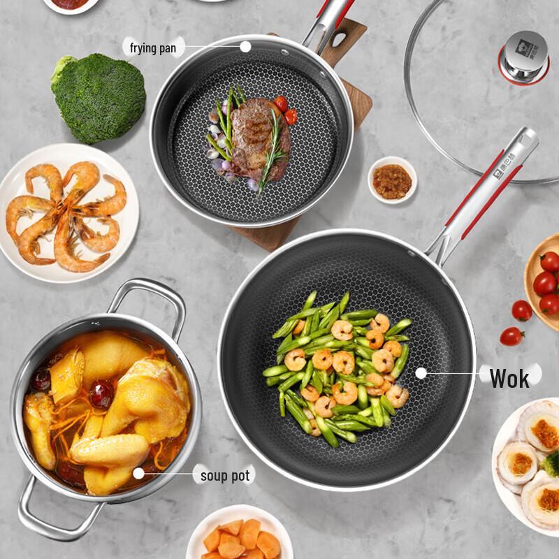 Kangbaxh 3-Piece 304 Stainless Steel Non-stick Cookware Set