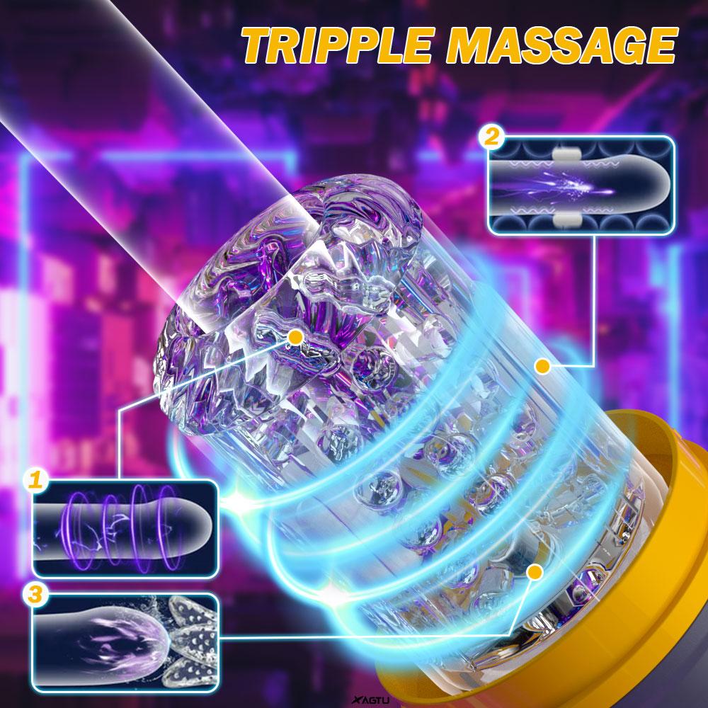 Nový automatický mužský masturbátor 7 Vibration 7 Rotation 7 Thrus Pánský masturbační pohár LCD digitální simulace Orální sex Mužský masturbátor 18+