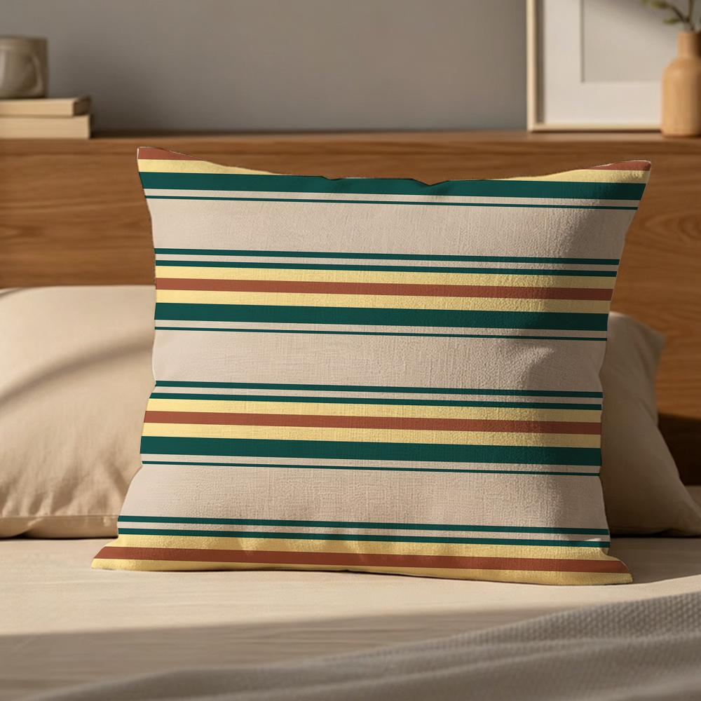 S-Stripes Cushion Cover Cushion Cover Pillowcase, Anti-Mite Invisible Zipper, Linen Sofa Cushion