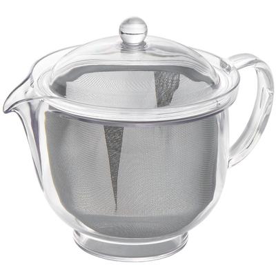 Akebono Sangyo Lightweight and Unbreakable Teapot, 480ml, Tritan Resin, Clear Teapot with Stainless Steel Mesh, Large, Made In Japan, TW-3722