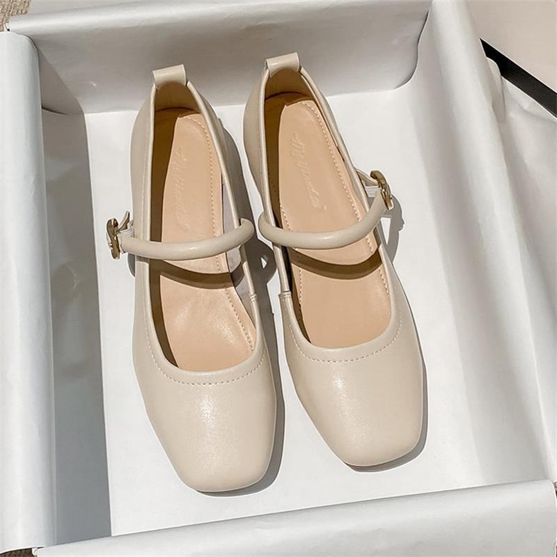 Soft leather French fairy style Mary Jane shoes female summer 2025 new square head with skirt high heels work small leather shoes