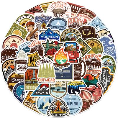 48 Cartoon Outdoor Camping Graffiti Stickers Decorate Suitcase Pen Guitar Notebook Waterproof Explosive
