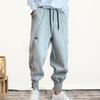 Autumn Men Pants Solid Color All Match Drawstring Elastic Waist Loose Ankle Tied Pants for Daily Wear