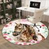 Horse With Floral Pattern Fashion Rug Nonslip Carpet Floor Mat Office Chair Mat Design For Office Decor Home Living Room Bedroom Giftt40