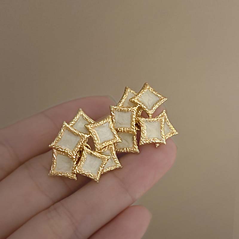 Vintage Black Drip oil Double Layer Square Stud Earrings For Women Fashion Metal Irregular Geometric Earring Zircon Accessories